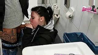 girl gets fucked in public toilet